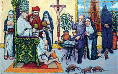 Galileo Maria Celeste wUrban VIII Cardinal Bellarmino Nuns Outside Giordano Bruno 5 34” x 23 34”