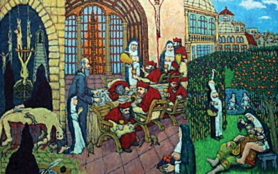 Galileo Triptych Left Church Interview Chamber Center Galileo’s Hearing By 7 Cardinals Right Urban VIII in his Garden 51 12” x 38”