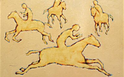 Yellow Riders Yellow Field 30” x 22”